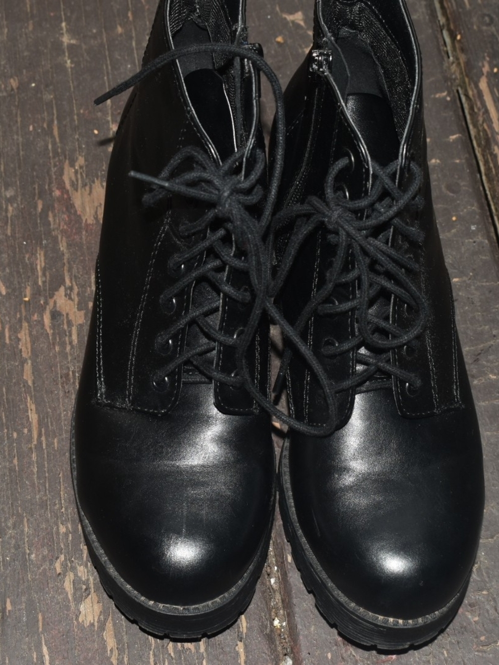 Soda Black Lace-Up Ankle Booties